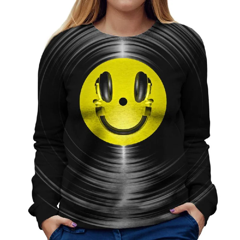 Vinyl Headphone Womens Sweatshirt Basic Hoodie Sweatshirt Look