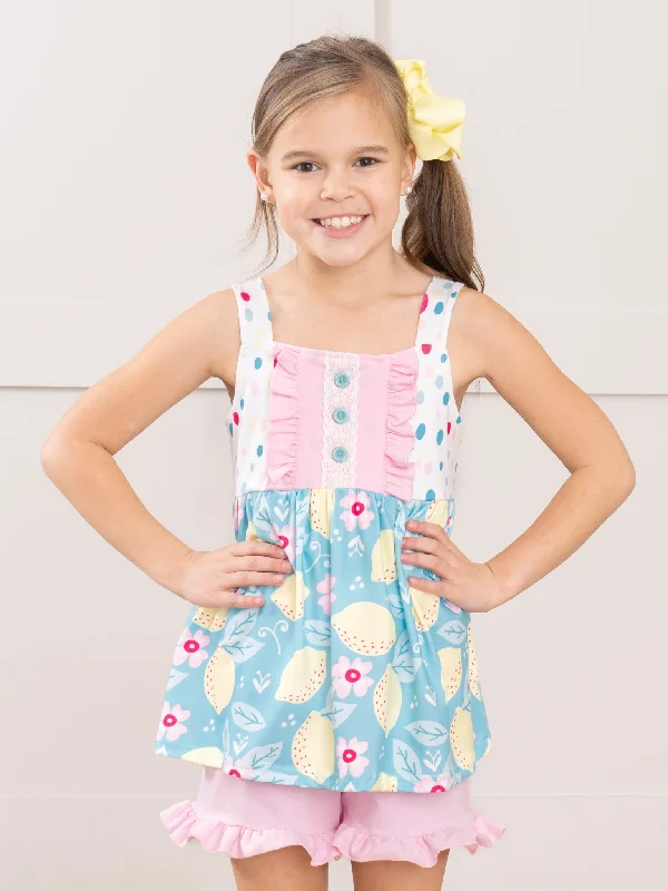Teal Lemon Drops Ruffle Outfit