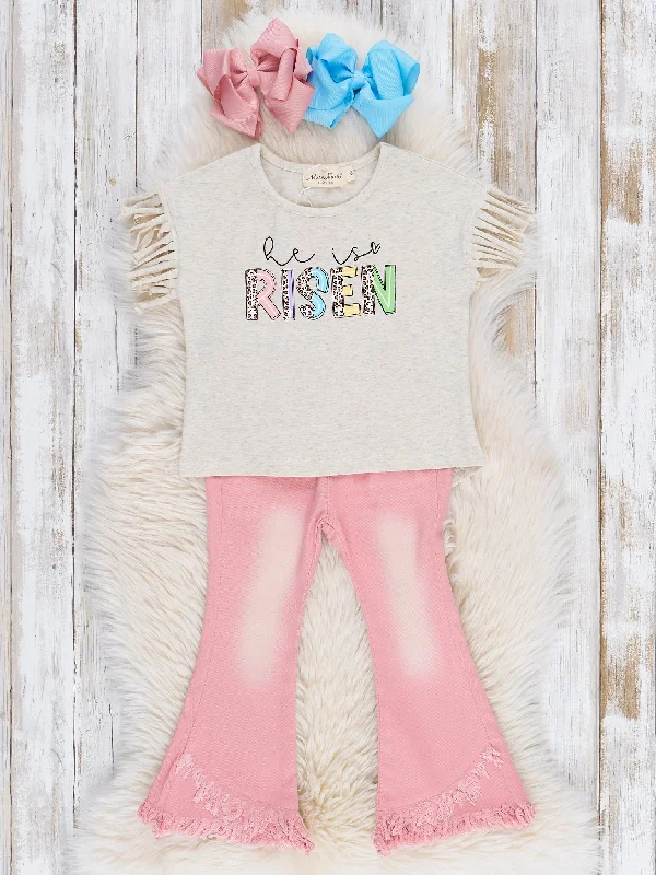 Pink Fringe "He is Risen" Outfit w/ Jeans