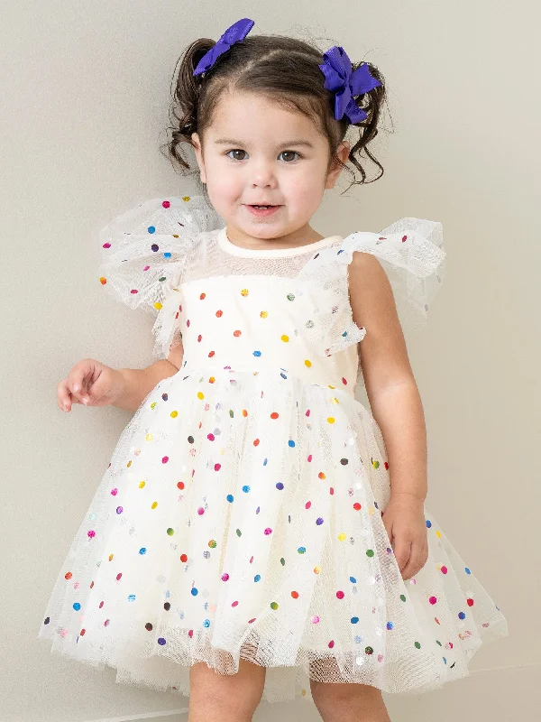 Cream Confetti Dots Party Dress