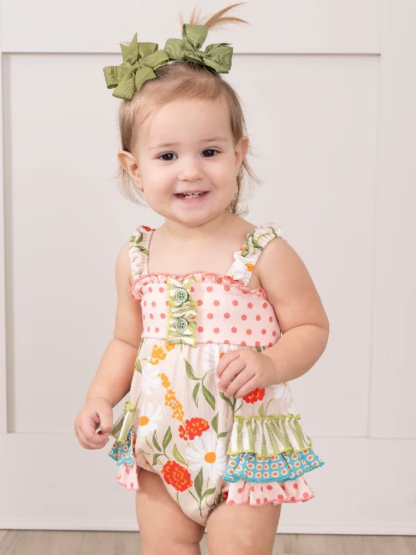 Daisy Janes Striped Floral Ruffle Bubble