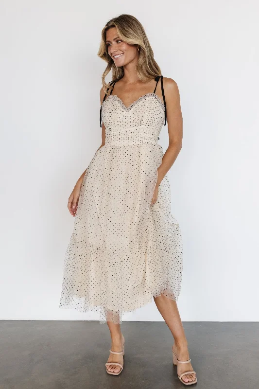 Izzy Tulle Midi Dress | Cream + Black New Year's Eve midi dresses