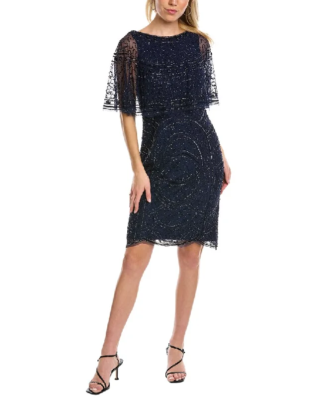 Adrianna Papell Cape Cocktail Mini Dress Button-down Mini Skirt