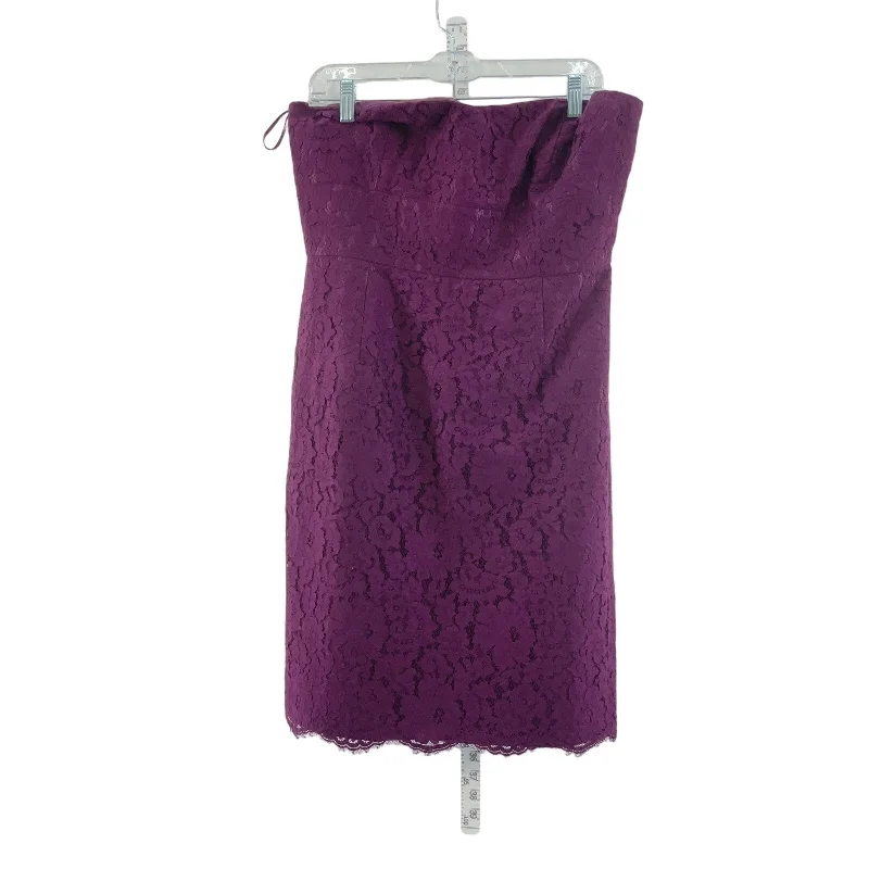 J.Crew Purple Lace A-Line Sleeveless Mini Women's Dress Size 14 Nylon Preowned Button-up Mini Skirt