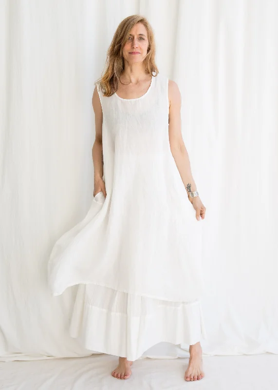 Asana Dress - Handwoven Linen - Ivory Printed unclassified dresses