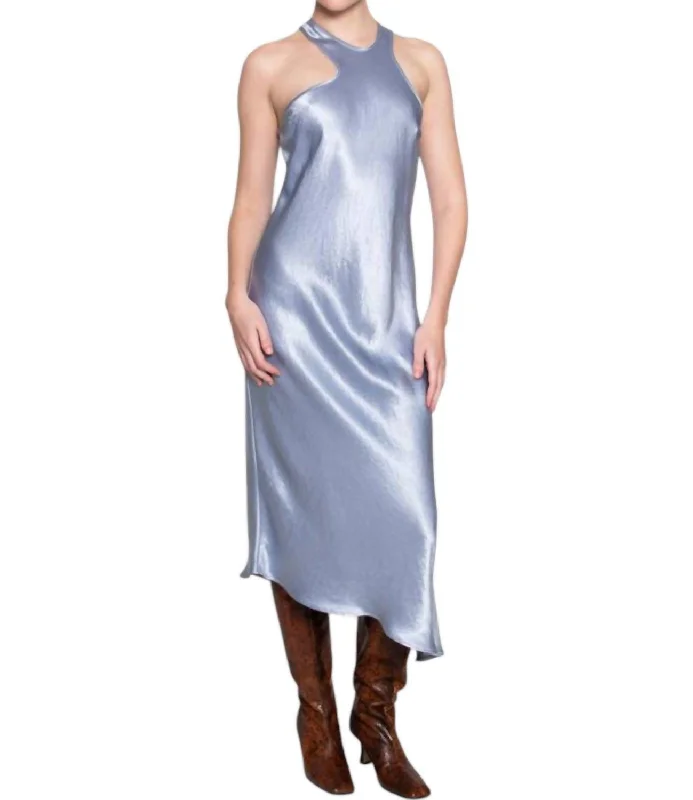 Asymmetric Bias Dress In Glacier Pastel unclassified dresses