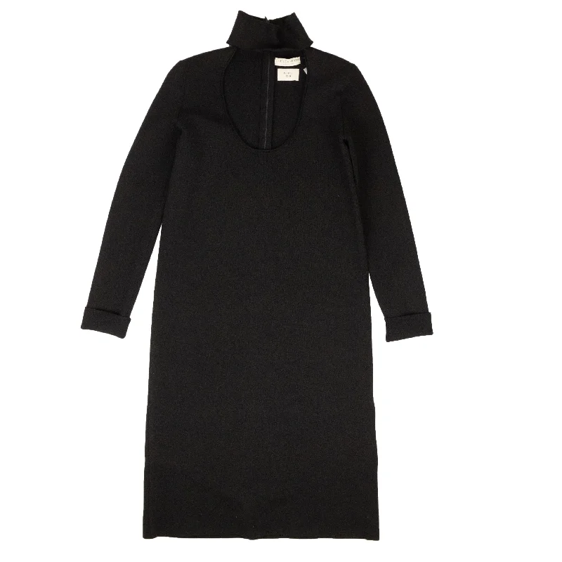 Black Scoop Neck Knit Dress Denim unclassified dresses