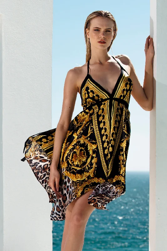 Designer Silk Dress- Leopard Corset unclassified dresses