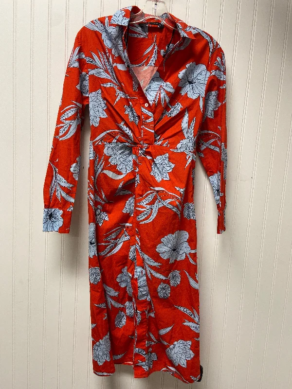 Dress Work By Zara In Red, Size: S Bold pattern unclassified dresses