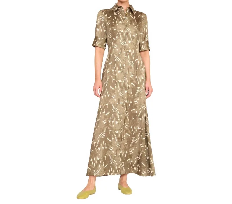Joan Dress In Sergeant Green Painted Palm Velvet unclassified dresses