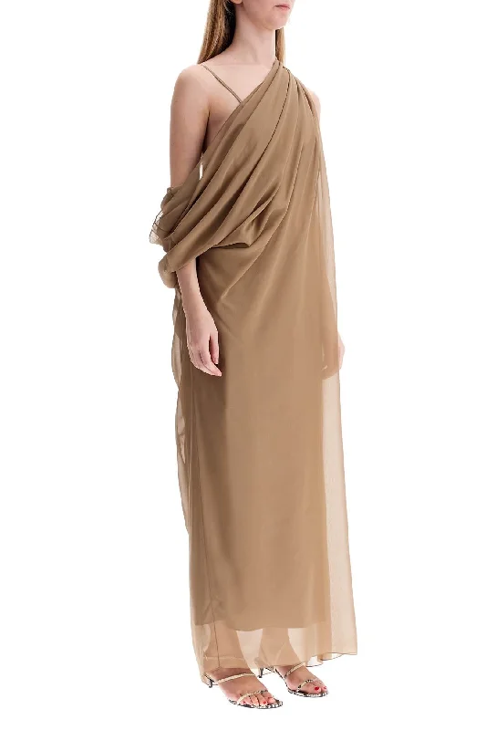 Khaite "taj Chiffon Silk Dress" Metallic unclassified dresses