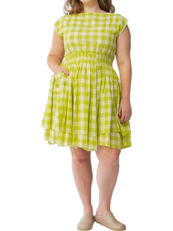 Lizzy Dress In Limeade Chex Silk unclassified dresses