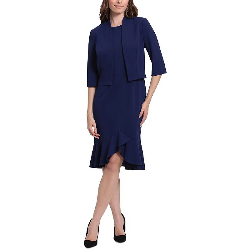 Petites Womens Flounce Hem Knee-Length Two Piece Dress Fashionable unclassified dresses