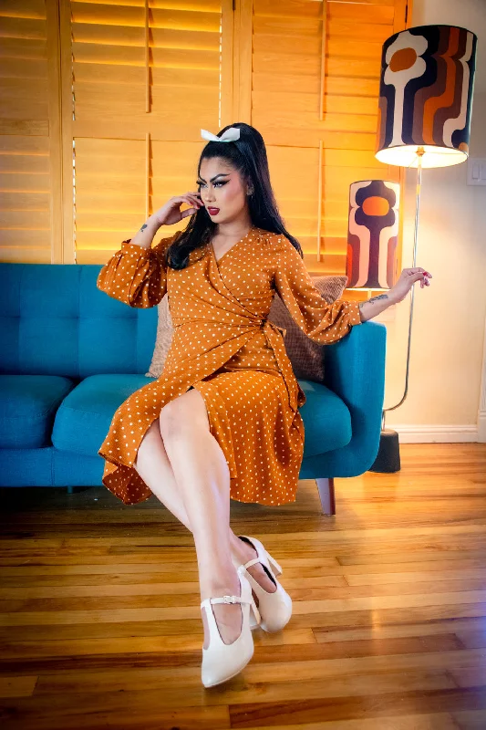 Rita Dress- Mustard Dot Discounted unclassified dresses
