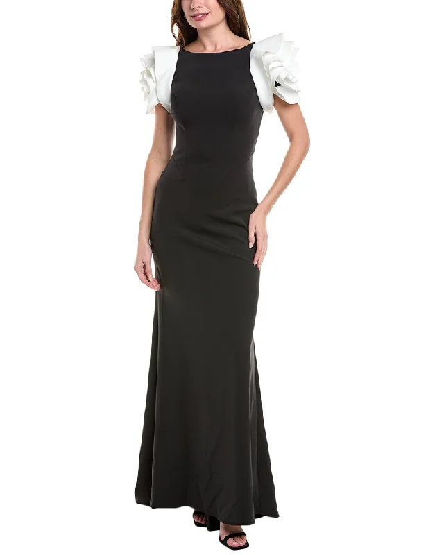 Rene Ruiz Rosette Sleeve Gown Embroidered unclassified dresses