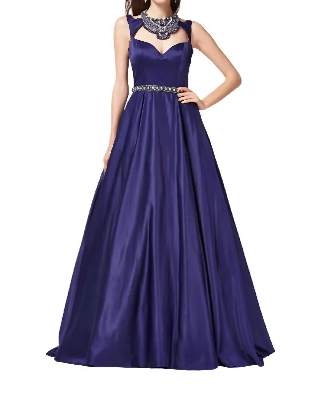 Rhinestone Prom Dress In Midnight Blue Pastel unclassified dresses