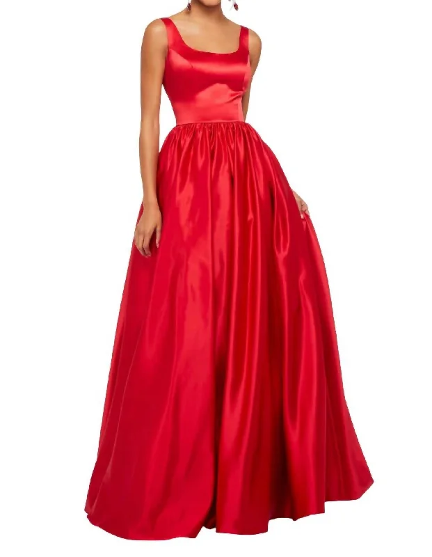Satin Low Back Prom Dress In Red Fall unclassified dresses