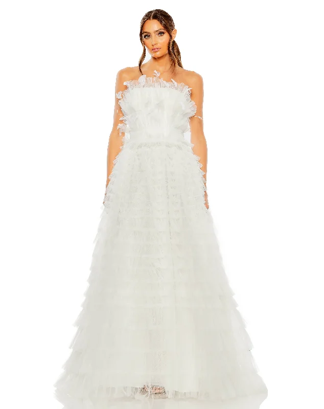 Strapless Ruffle Gown with Feathers Formal unclassified dresses