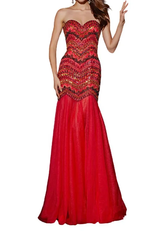 Sweetheart Prom Dress In Watermelon Mult Striped unclassified dresses
