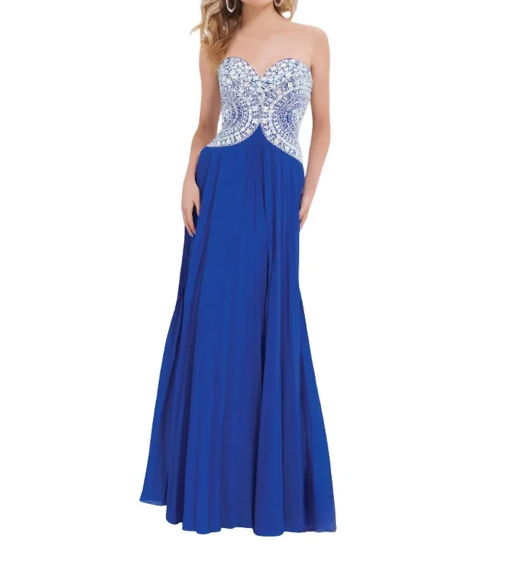 Velvet Chiffon Prom Dress In Royal Budget-friendly unclassified dresses
