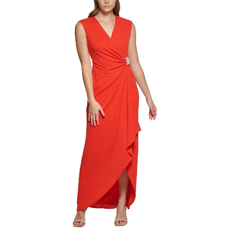 Womens Crepe Faux Wrap Evening Dress Casual unclassified dresses