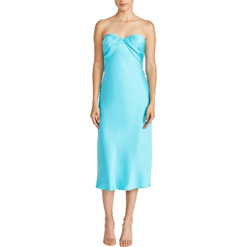 Womens Satin Mid Calf Evening Dress Engagement unclassified dresses